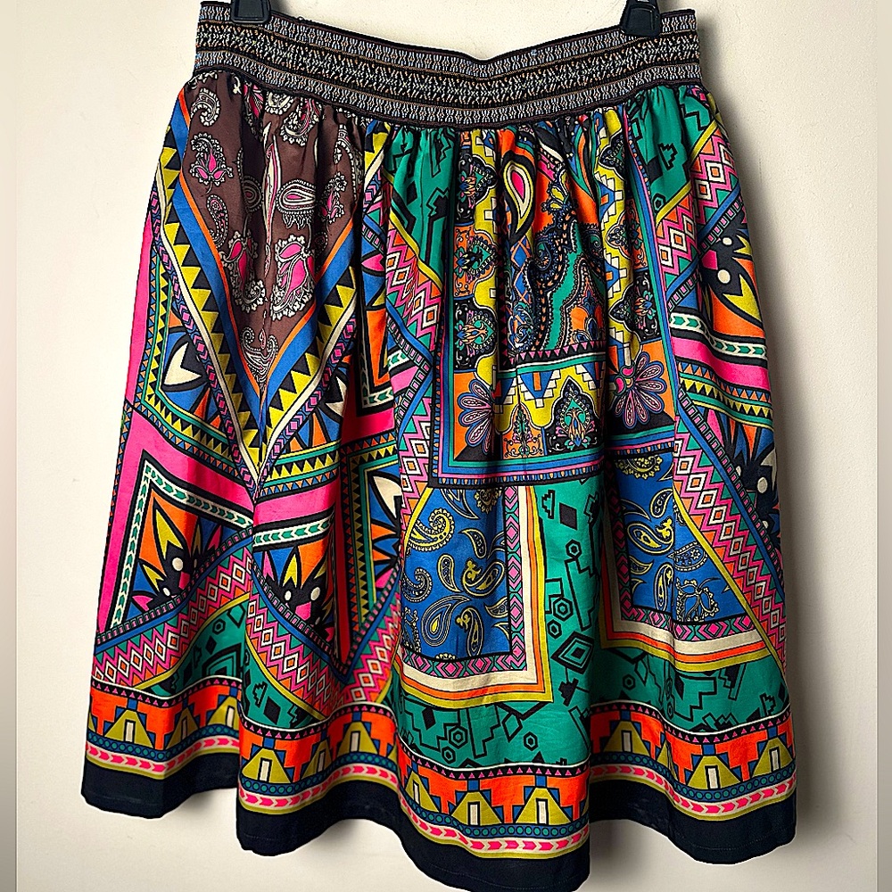 FLYING TOMATO Women’s Large Bold & Bright Graphic A-Line Multicolor Flare Skirt